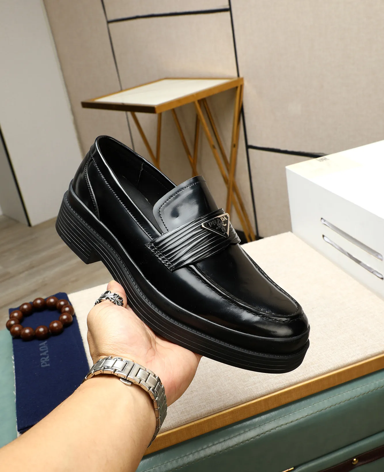 Men's men's shoes 💰540 (water-dyed cow leather) 📛📛PRADA high-end counter's latest formal business leather shoes 👔original and highest quality! Imported from Italy 🇮🇹 first-layer calfskin fabric ➕ cowhide lining Original outsole Formal size: 38➖44 (45 customized)